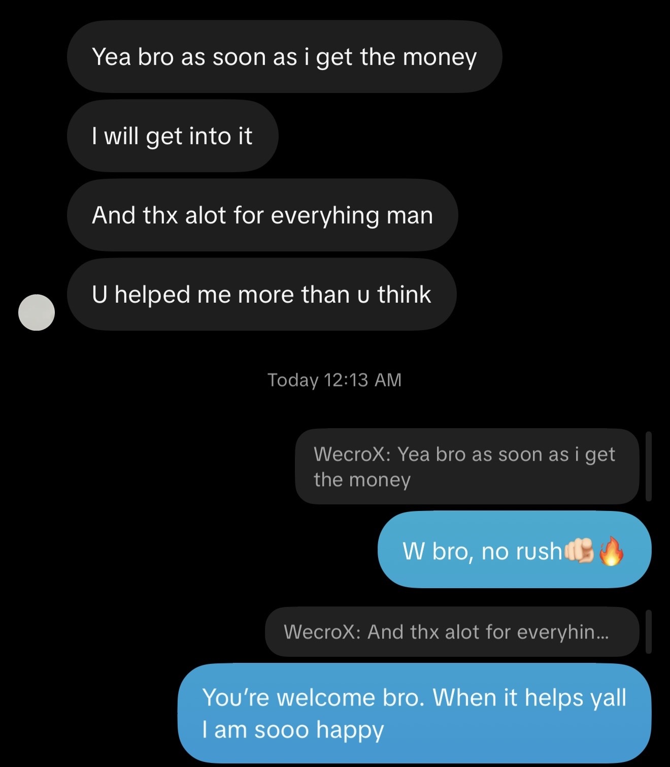 Member message celebrating visible personal progress